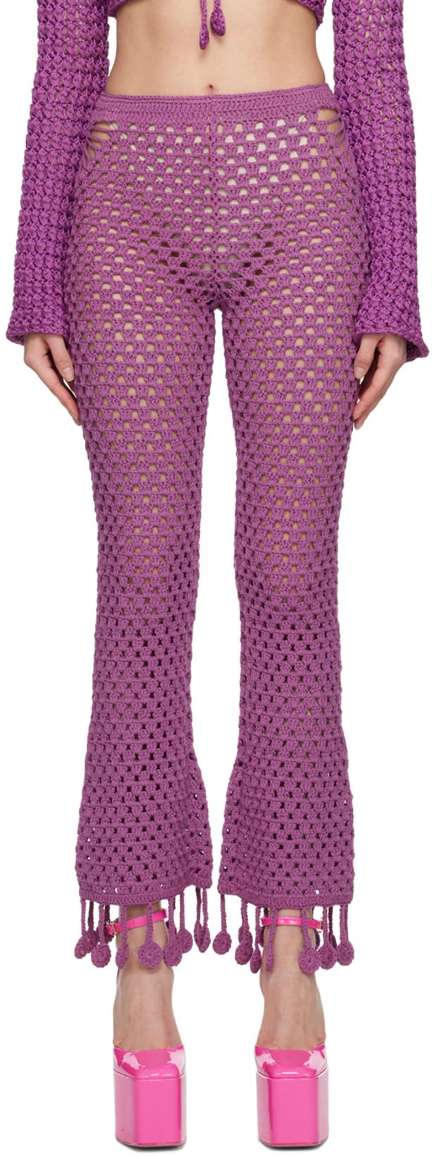 Purple Crocheted Lounge Pants by MOSCHINO