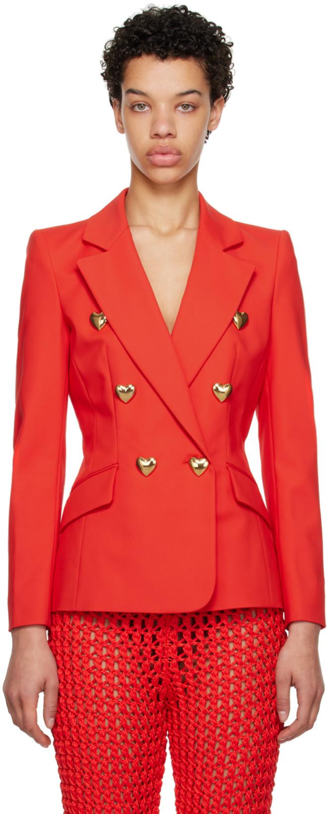 Red Heart Buttons Blazer by MOSCHINO
