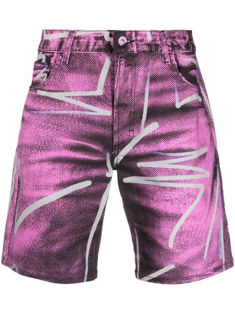 Shadows & squiggles denim shorts by MOSCHINO