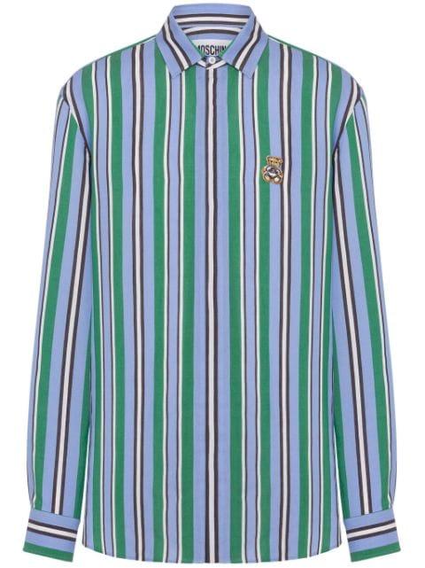 Teddy Bear-appliqué striped shirt by MOSCHINO