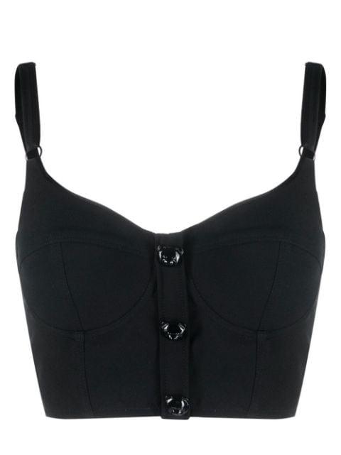 Teddy Bear-button bustier top by MOSCHINO