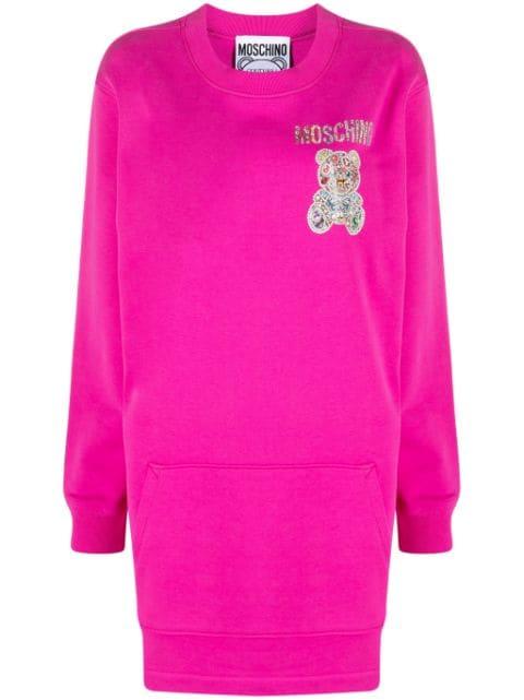 Teddy Bear-embellished sweatshirt dress by MOSCHINO