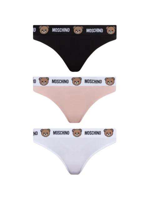 Teddy Bear logo-waistband thongs (set of three) by MOSCHINO