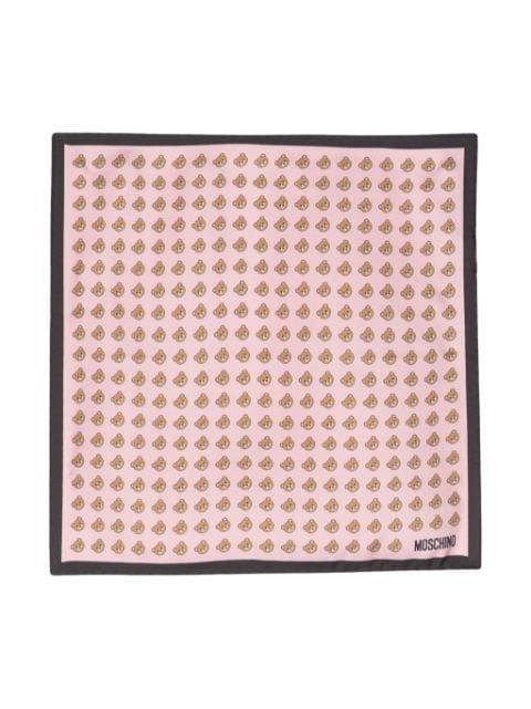 Teddy Bear-print organic silk pocket square by MOSCHINO