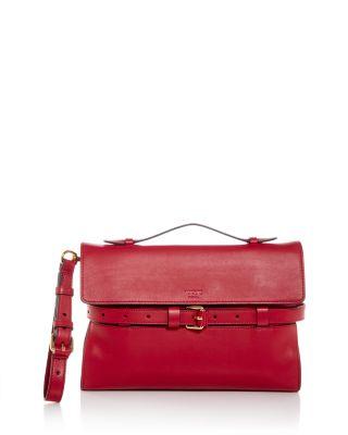 Tie Me Leather Clutch by MOSCHINO