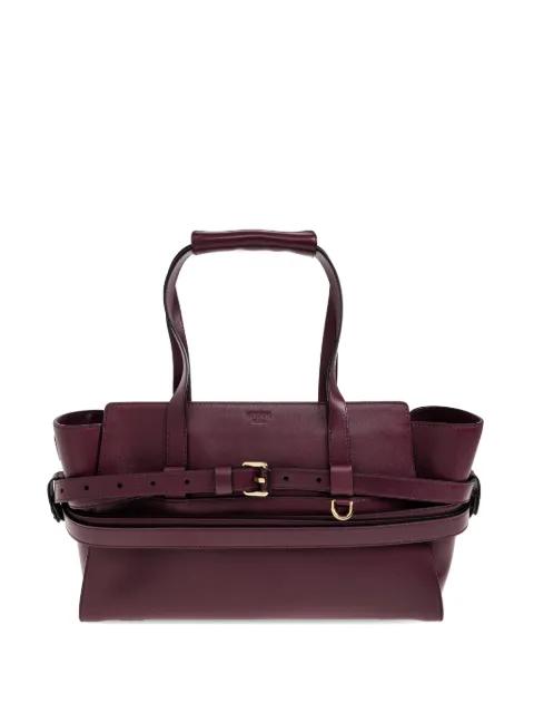 Tie Me buckle-detail leather tote bag by MOSCHINO