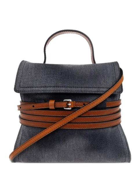 Tie Me denim belted mini bag by MOSCHINO
