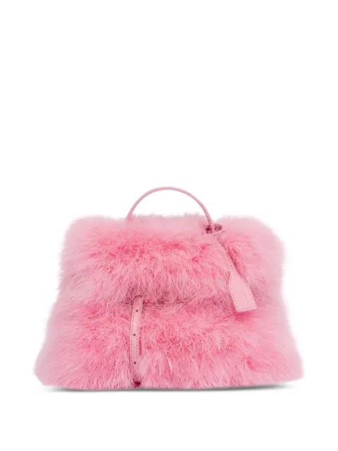 Tie Me faux-fur small tote bag by MOSCHINO