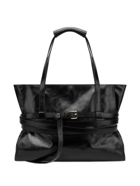 Tie Me leather shoulder bag by MOSCHINO