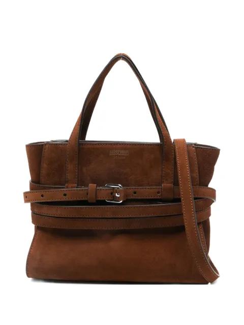 Tie Me suede tote bag by MOSCHINO