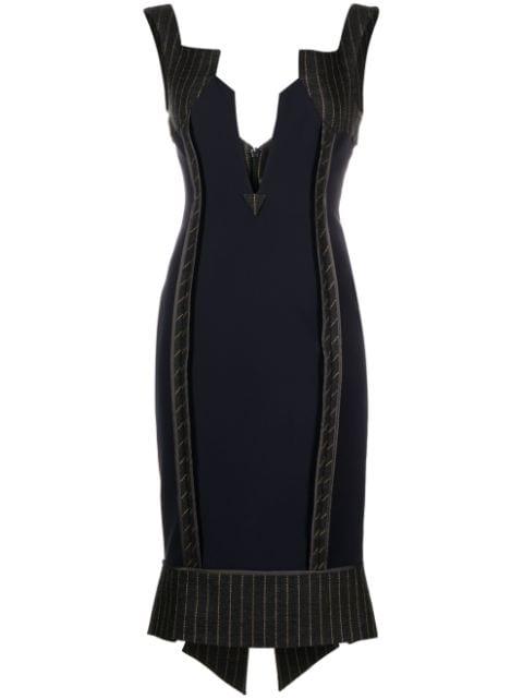 V-neck panelled midi dress by MOSCHINO