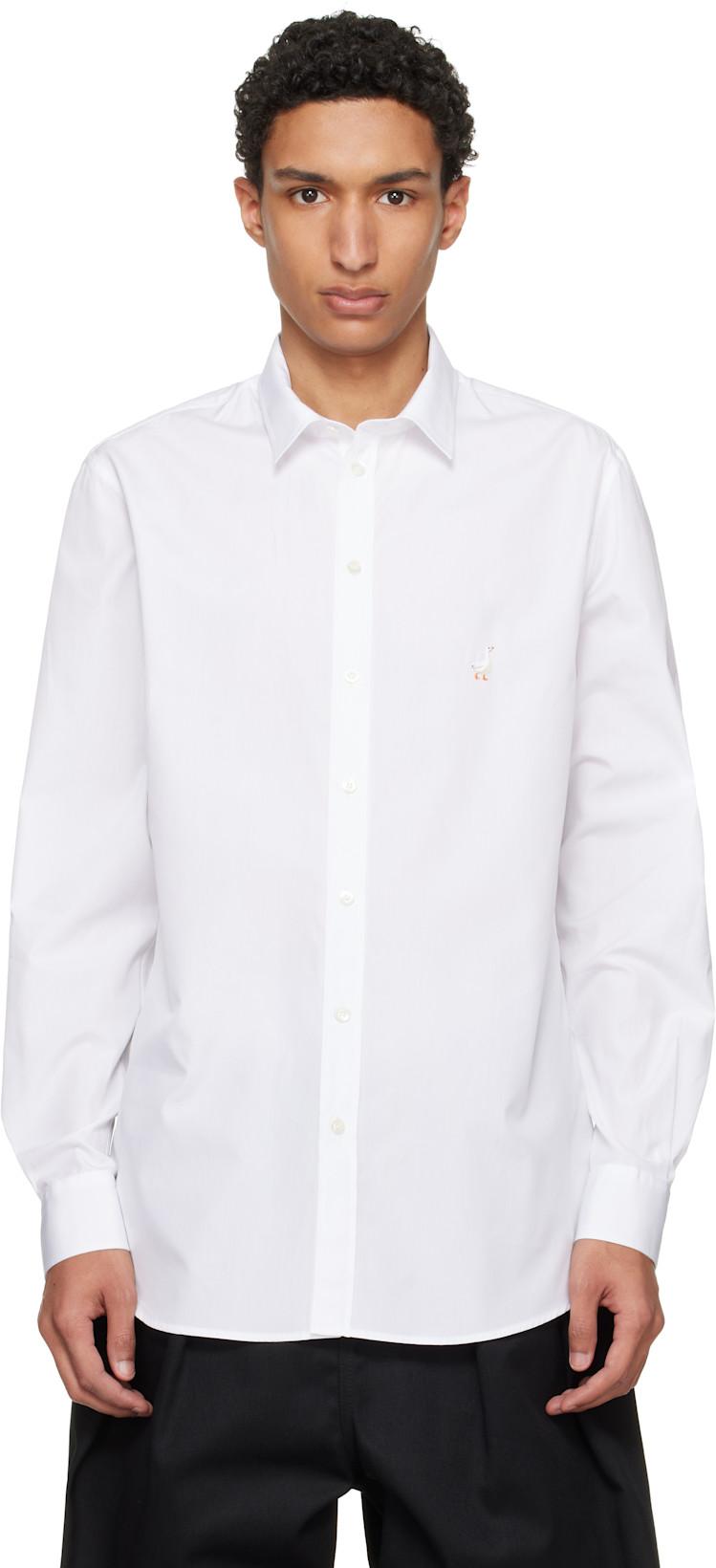 White Embroidered Archive Goose Shirt by MOSCHINO