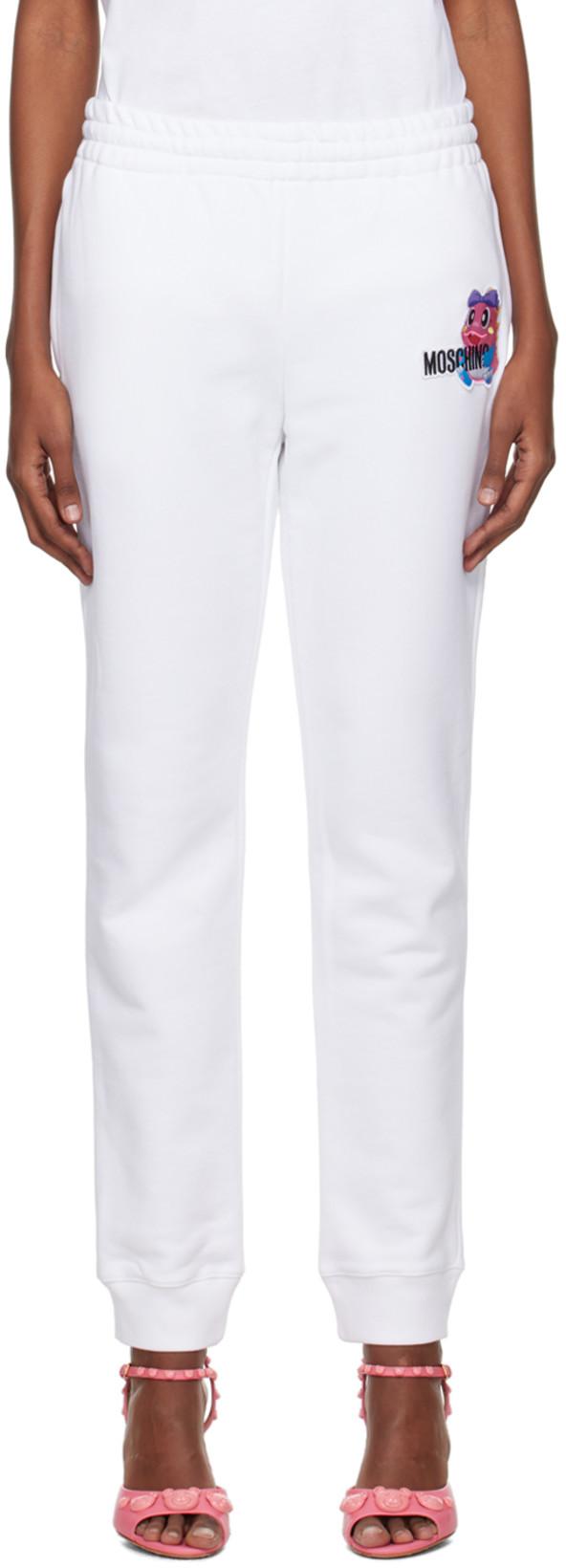 White Puzzle Bobble Lounge Pants by MOSCHINO