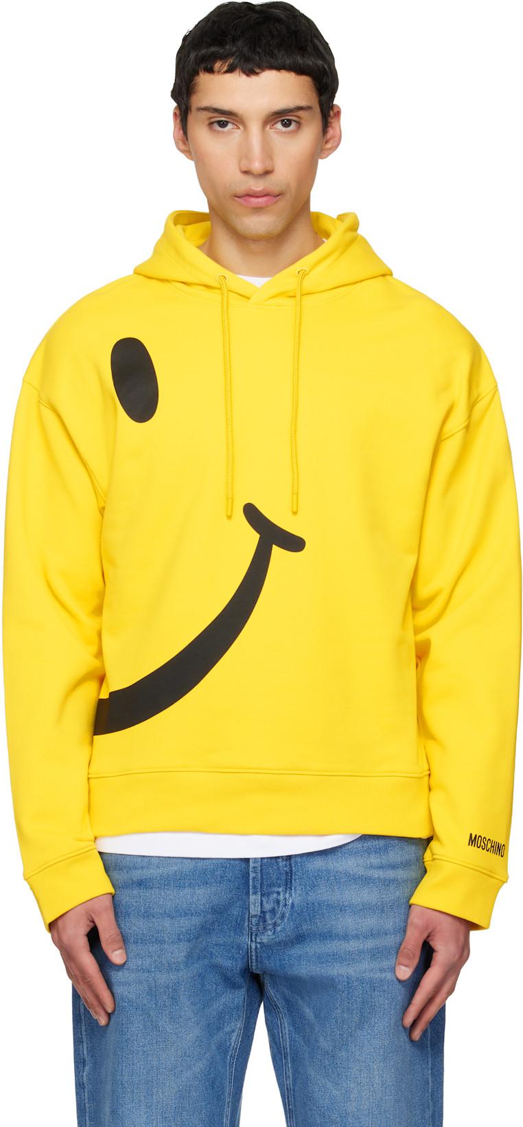 Yellow Smiley Organic Cotton Hoodie by MOSCHINO