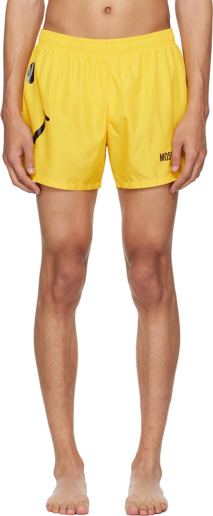 Yellow Smiley Swim Shorts by MOSCHINO