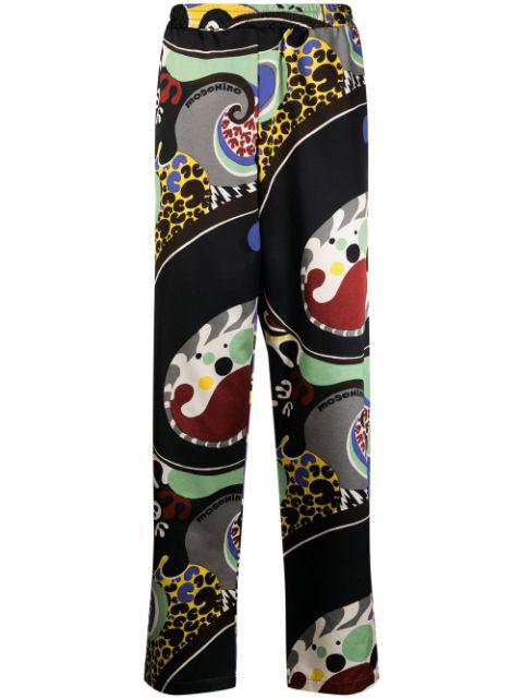 abstract-print straight-leg trousers by MOSCHINO