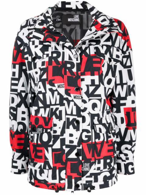 alphabet-print jacket by MOSCHINO