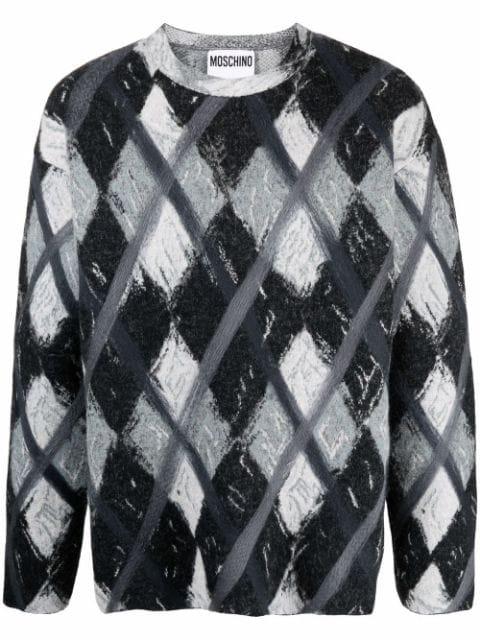 argyle-pattern wool-blend jumper by MOSCHINO