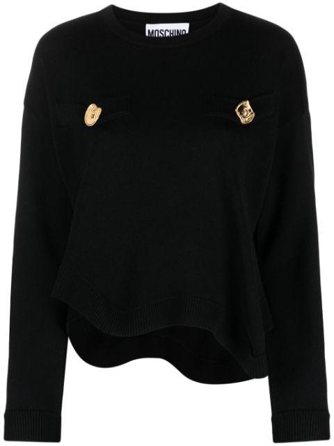 asymmetric-hem virgin wool jumper by MOSCHINO