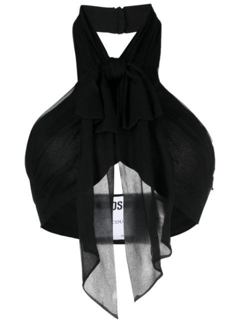 backless silk crop top by MOSCHINO