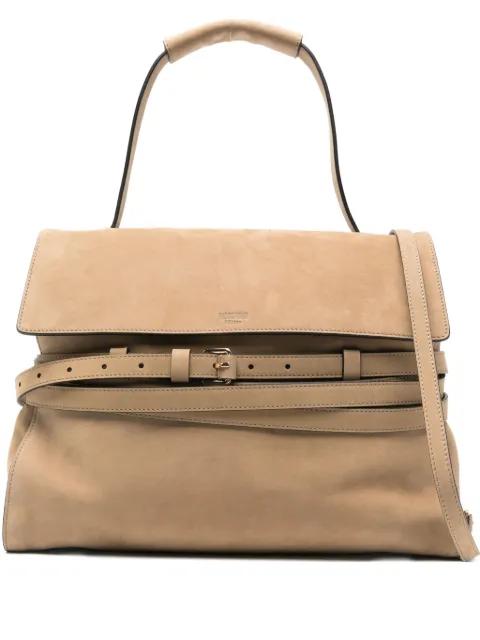 belted leather tote bag by MOSCHINO