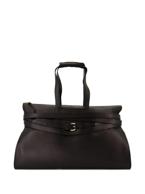 belted leather tote bag by MOSCHINO