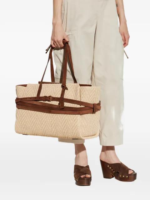 belted woven tote bag by MOSCHINO