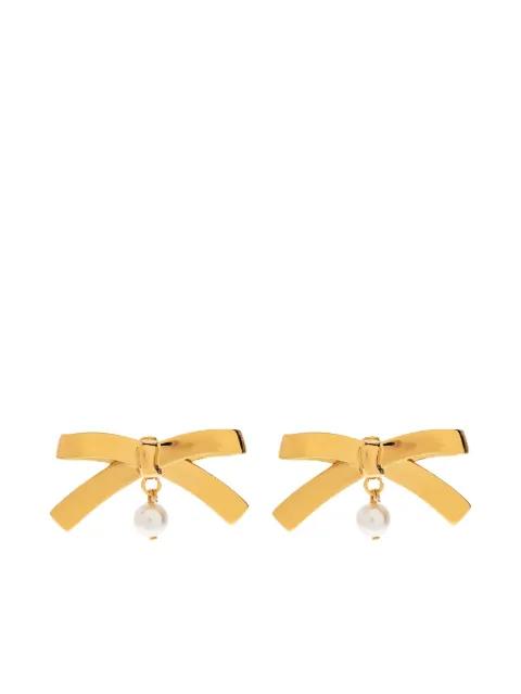bow-shape pearl-embellishment earrings by MOSCHINO