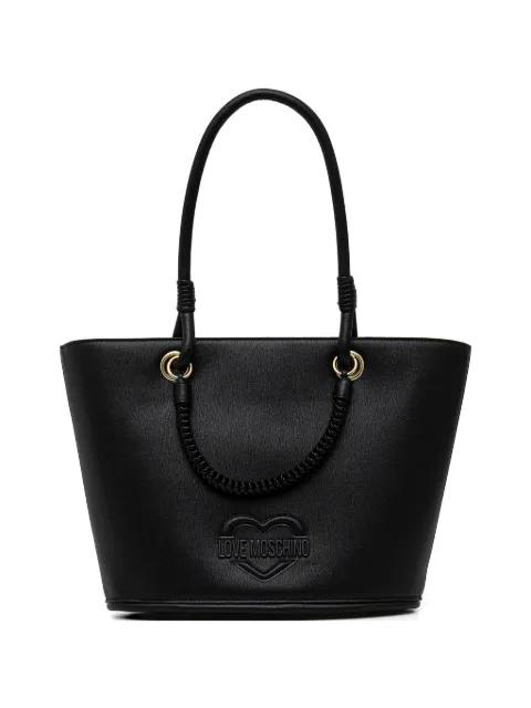 braided-handle heart-detail tote bag by MOSCHINO