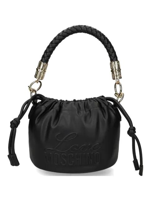 braided-handle logo-embossed shoulder bag by MOSCHINO