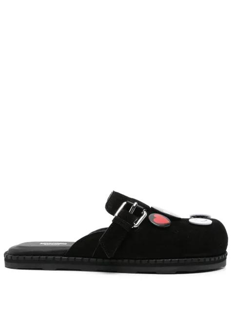 brooch-embellished slippers by MOSCHINO