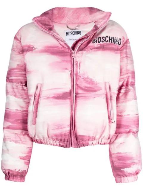 brushstroke-print puffer jacket by MOSCHINO