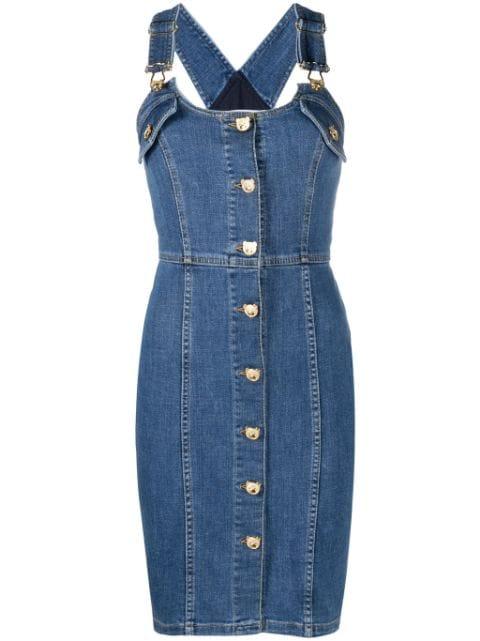 button-up denim minidress by MOSCHINO