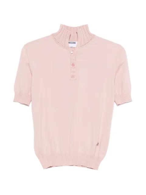 buttoned short-sleeve polo top by MOSCHINO