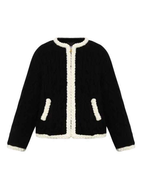 cable-knit elbow-patch jacket by MOSCHINO