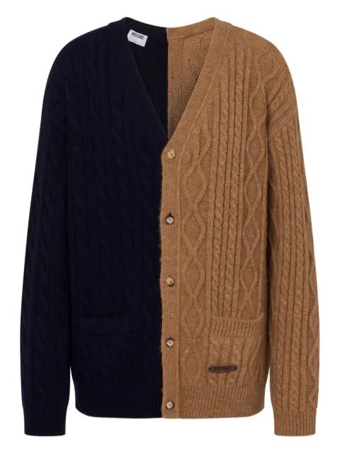 cable-knit two-tone cardigan by MOSCHINO