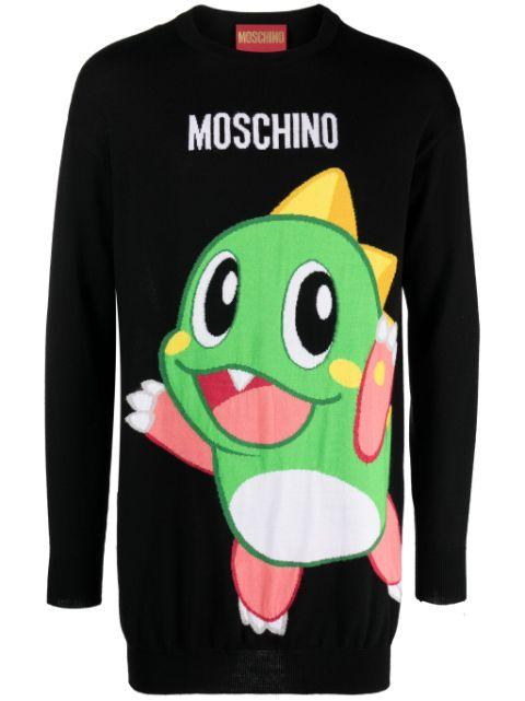 cartoon-embroidered fine-knit mini dress by MOSCHINO