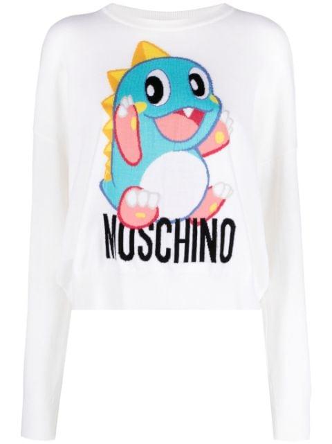 cartoon-embroidered virgin wool jumper by MOSCHINO