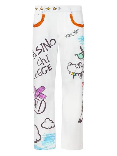 cartoon-print cotton trousers by MOSCHINO