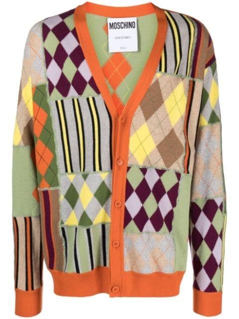 check-pattern wool cardigan by MOSCHINO