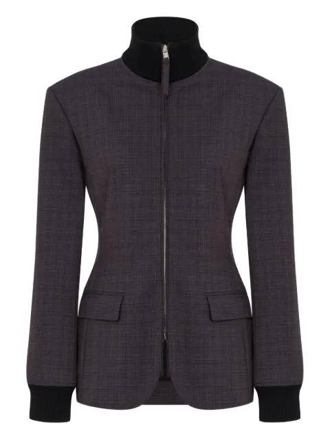 checked-pattern zip-up coat by MOSCHINO