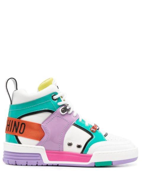 colour-block panelled hi-top sneakers by MOSCHINO
