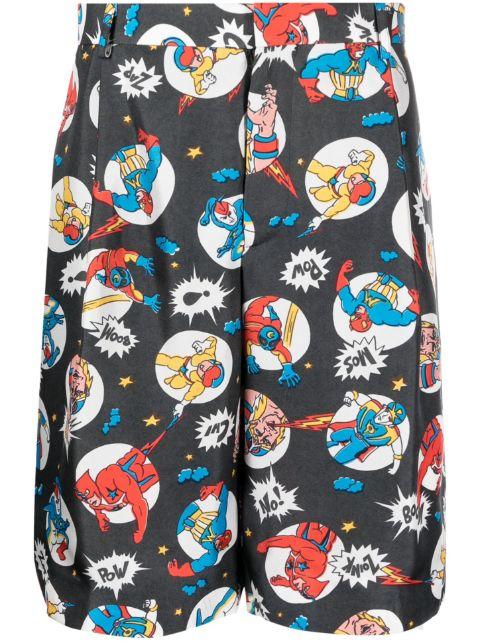 comic-print silk shorts by MOSCHINO