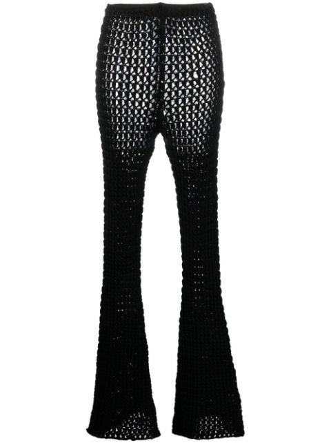 crochet-knit flared trousers by MOSCHINO