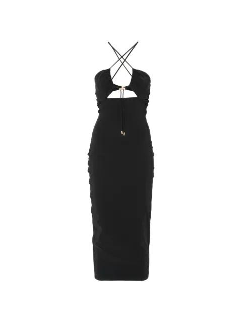 cut-out ruched midi dress by MOSCHINO
