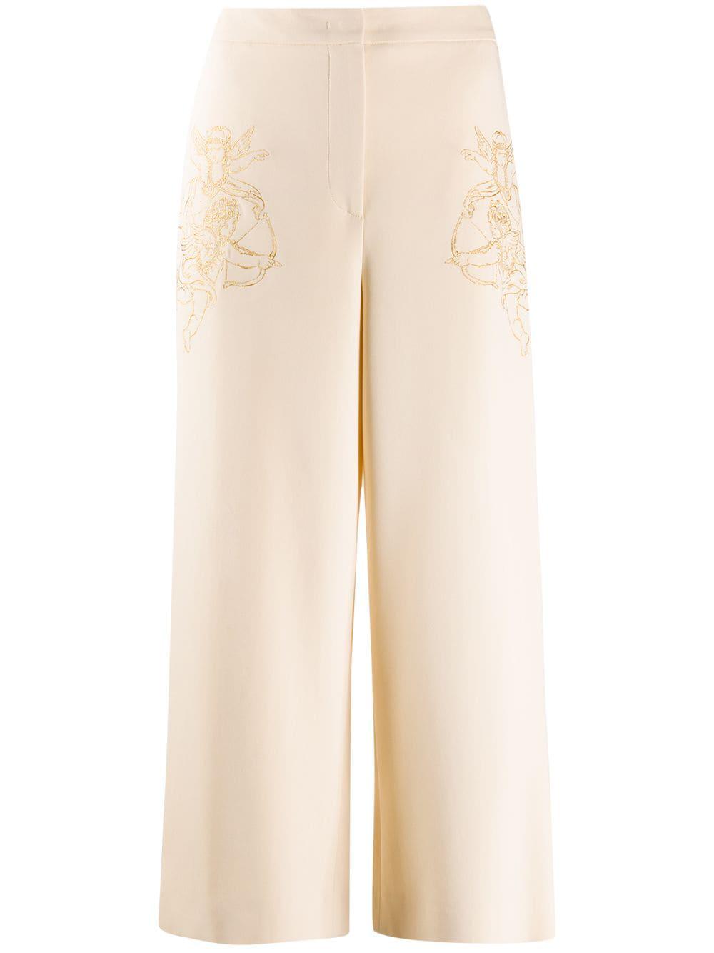 embroidered cupid cropped trousers by MOSCHINO