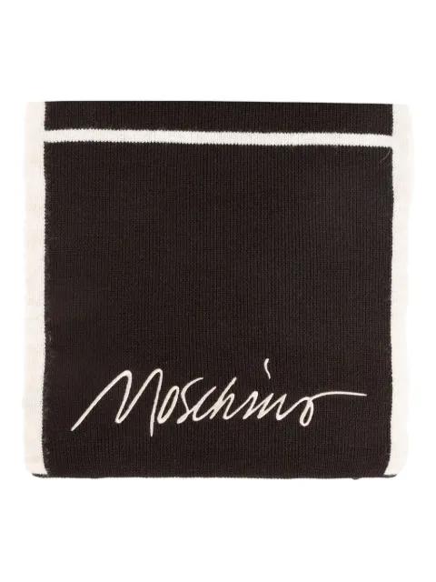 embroidered striped wool-blend scarf by MOSCHINO