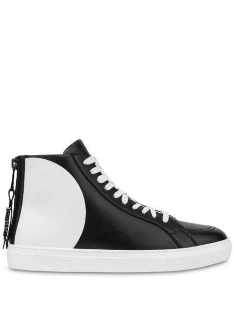 faux-leather hi-top sneakers by MOSCHINO