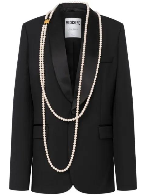 faux-pearl-embellished blazer by MOSCHINO