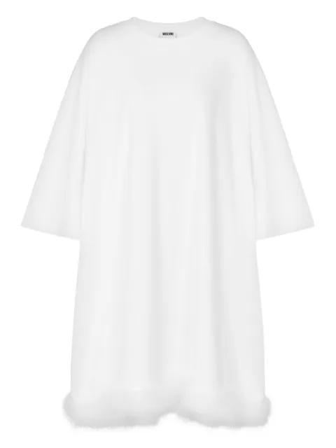 feather-trim short-sleeve dress by MOSCHINO